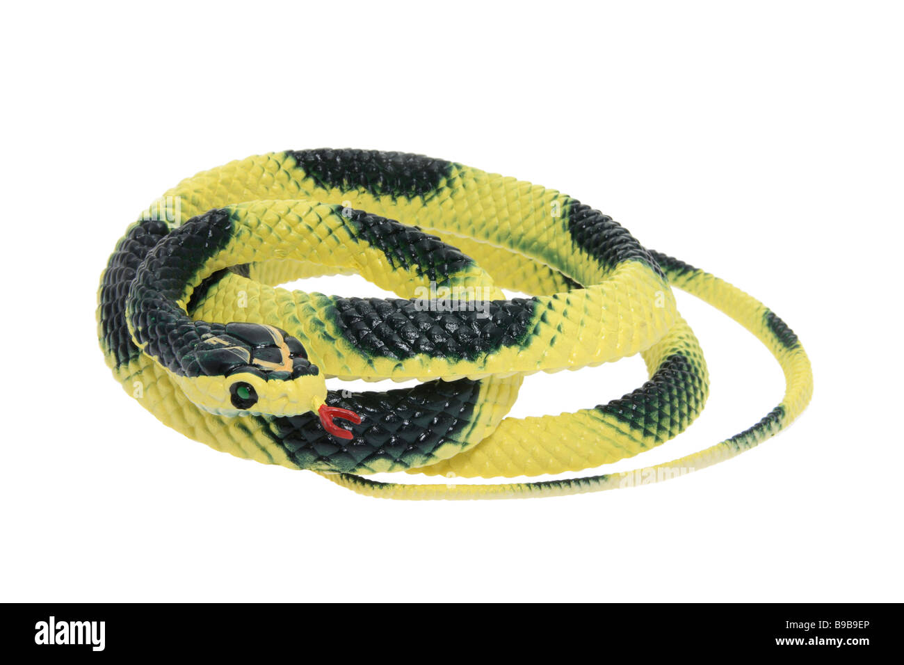 a yellow and black toy snake