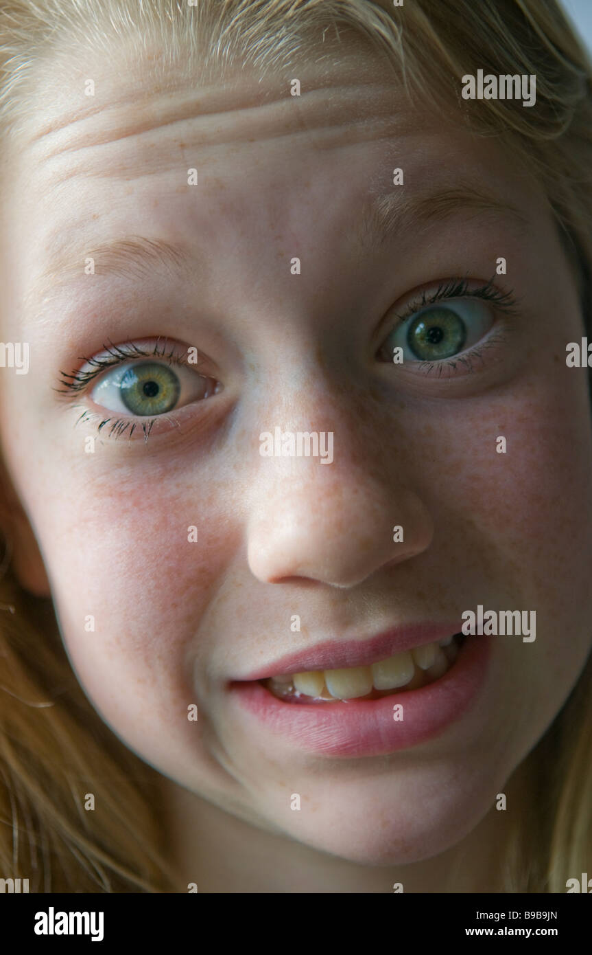 Young Girl Making Faces Stock Photo Alamy