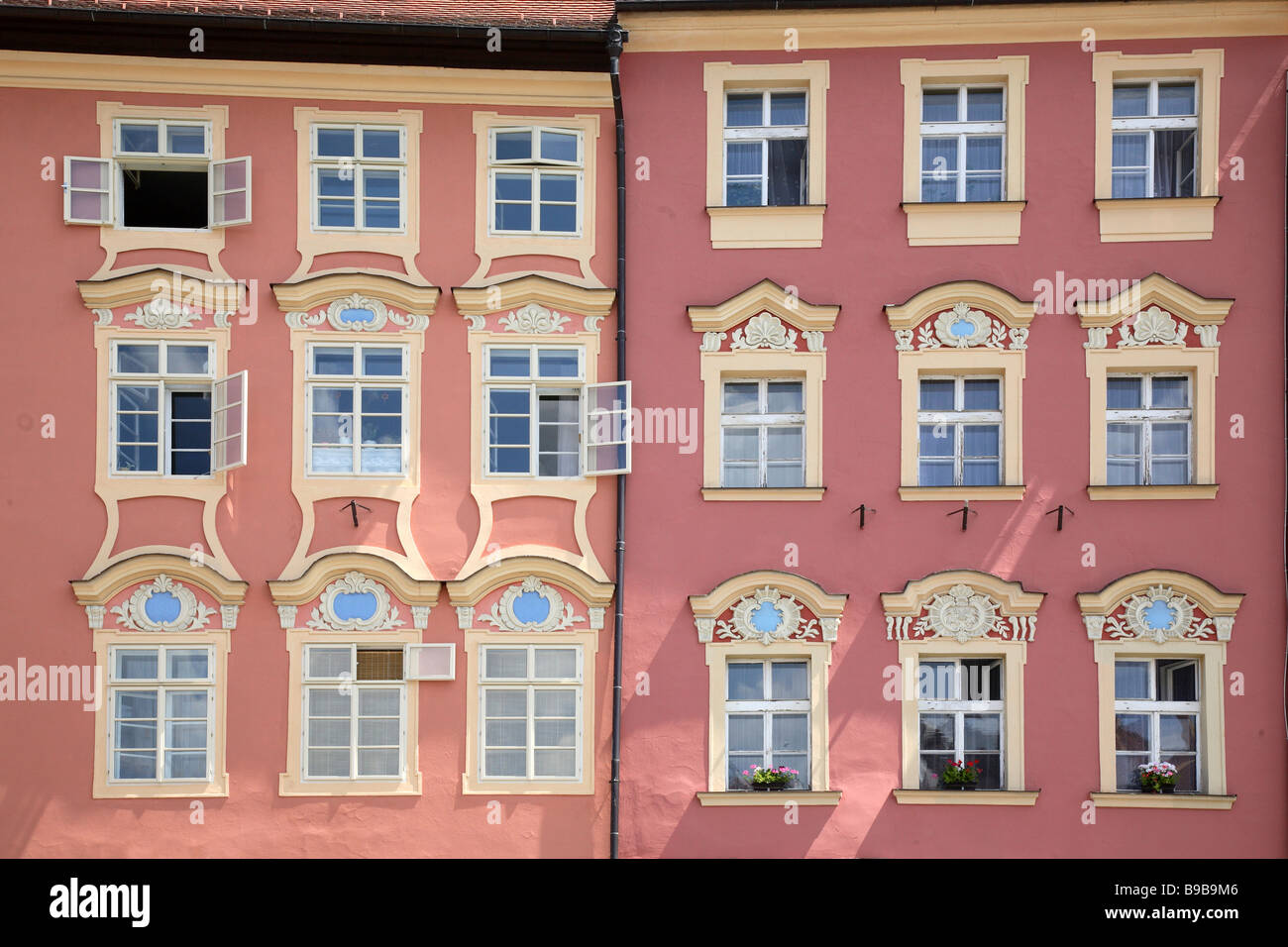 traditional jewish trading house at the market of city of Eger Cheb Egerland Czech Republic Stock Photo