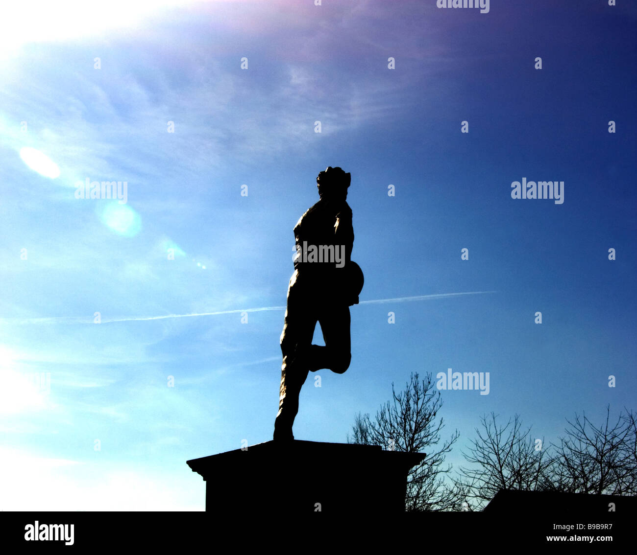 Statue of William Webb Ellis (1806 - 1872) outside Rugby School, Rugby, Warwickshire Stock Photo