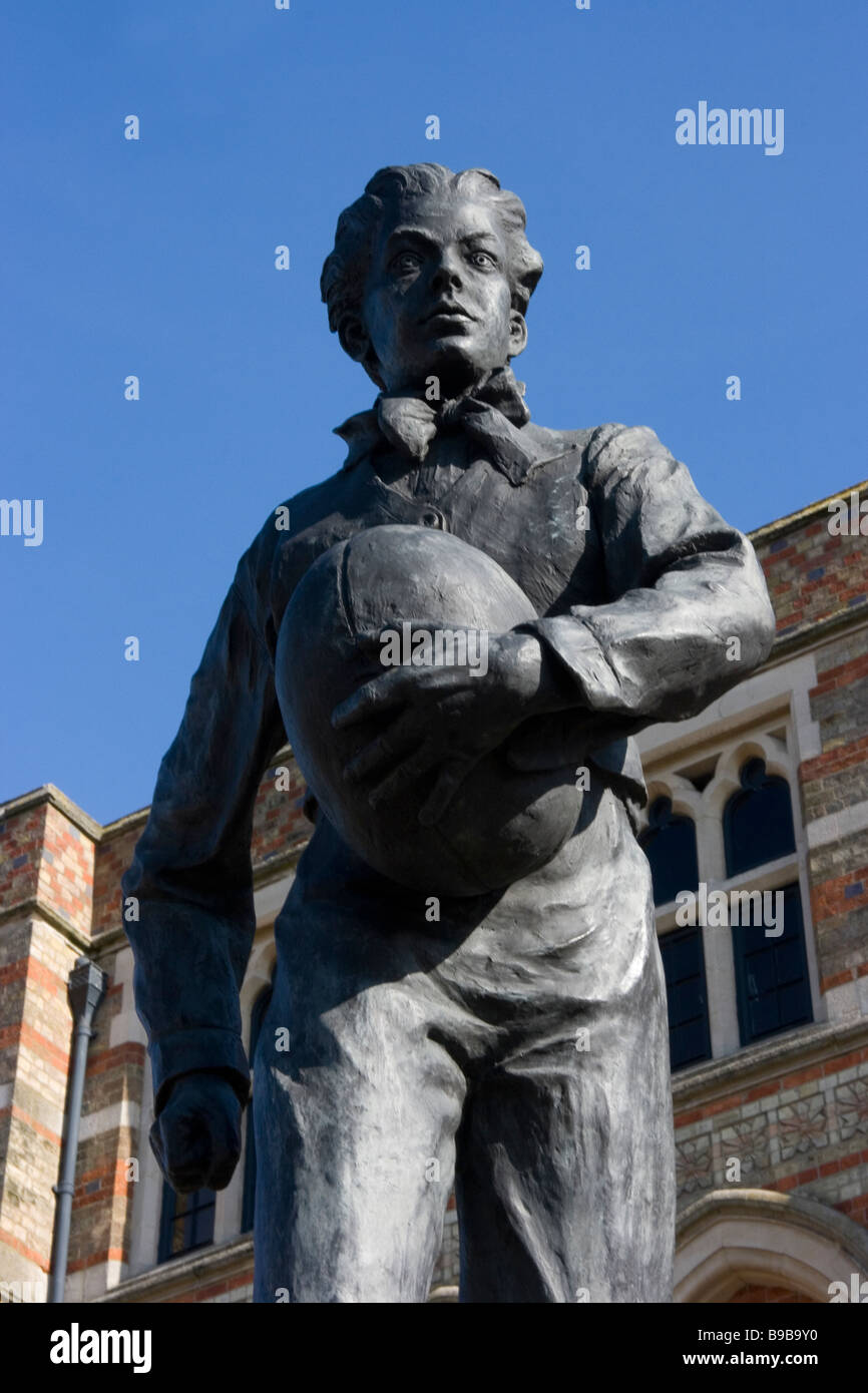 Statue of William Webb Ellis (1806 - 1872) outside Rugby School, Rugby, Warwickshire Stock Photo
