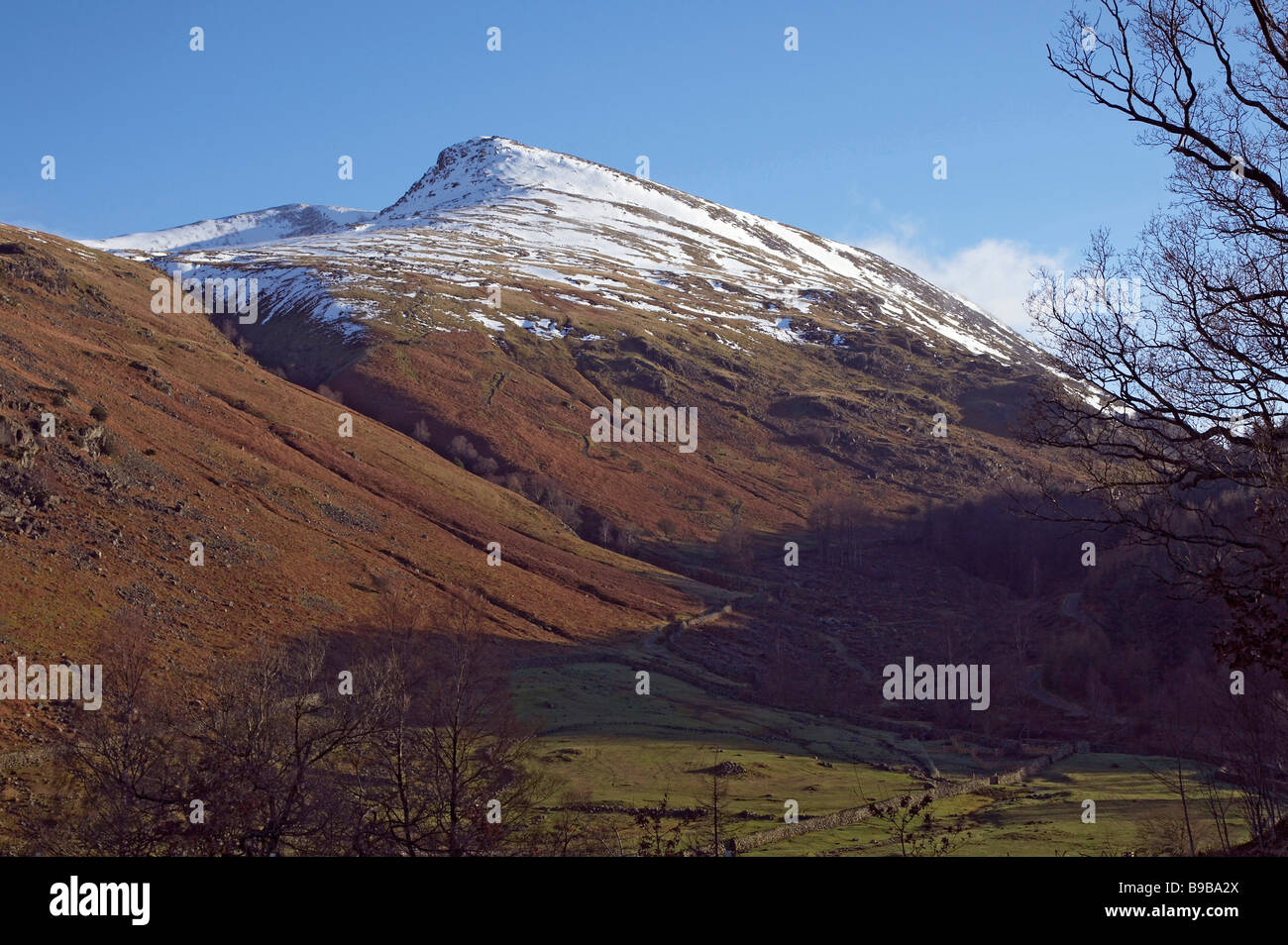 Helvellyn from Thirlmere Stock Photo