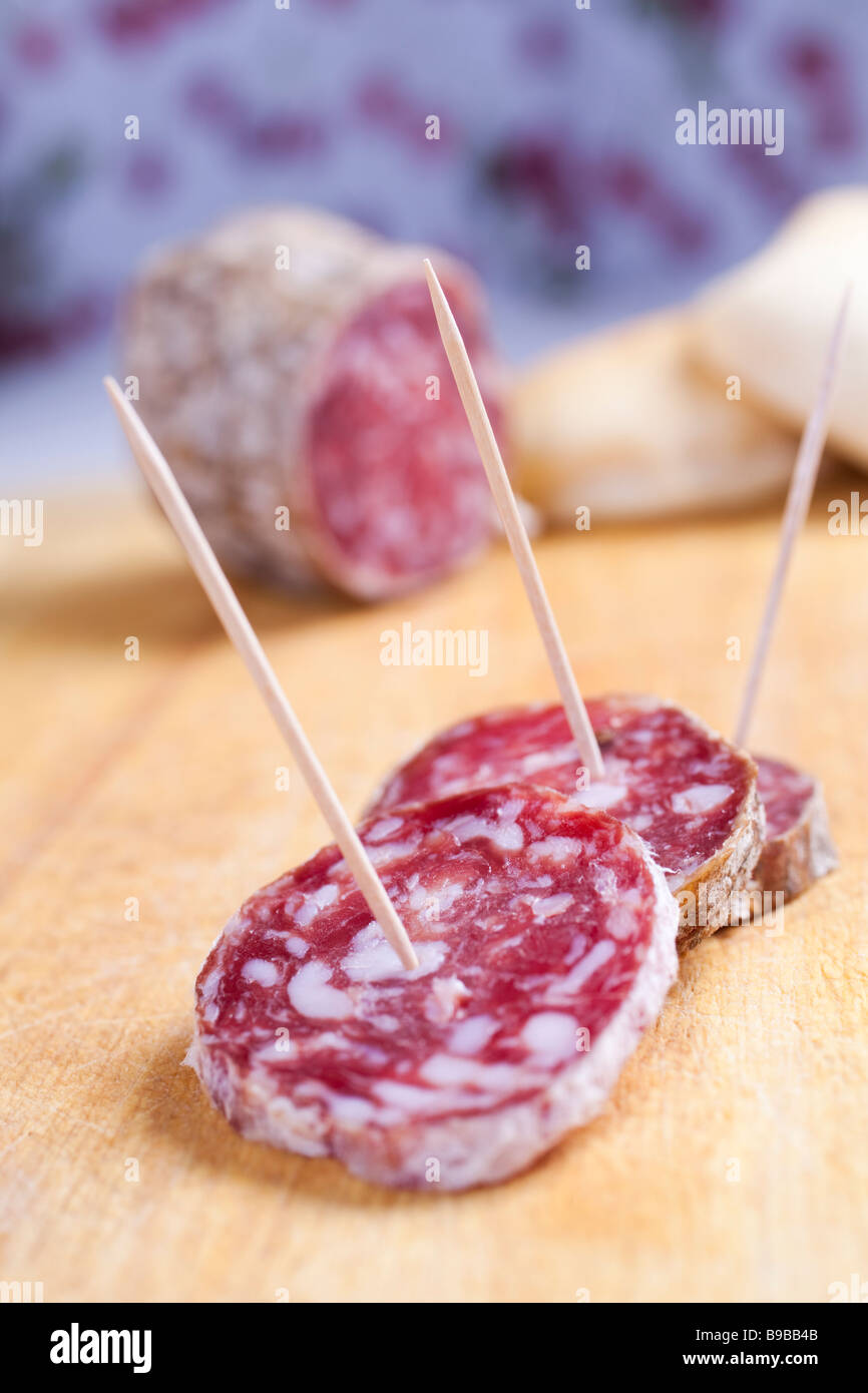 ITALIAN SALAME SLICED Stock Photo Alamy