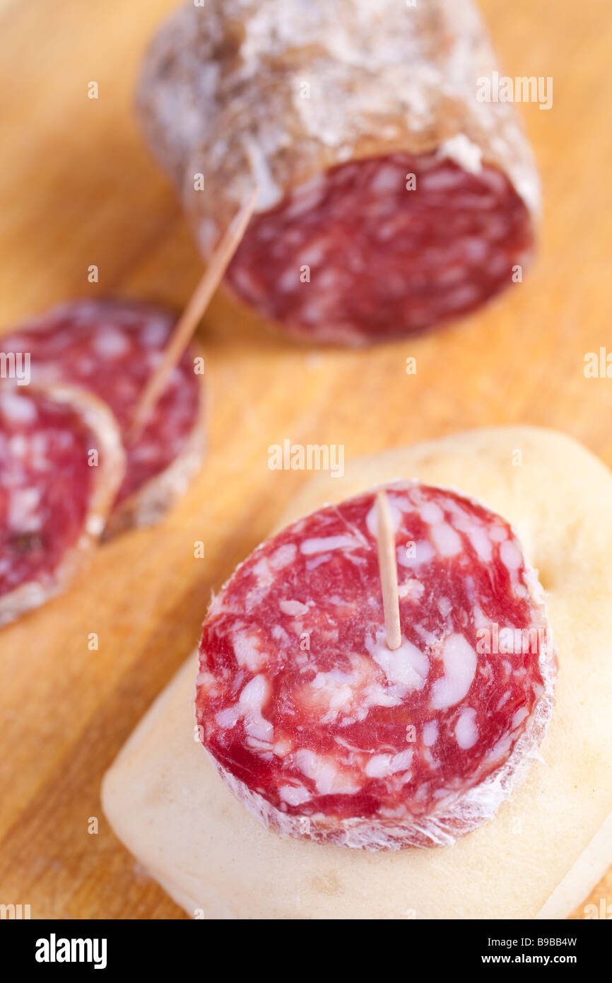 ITALIAN SALAME SLICED Stock Photo Alamy