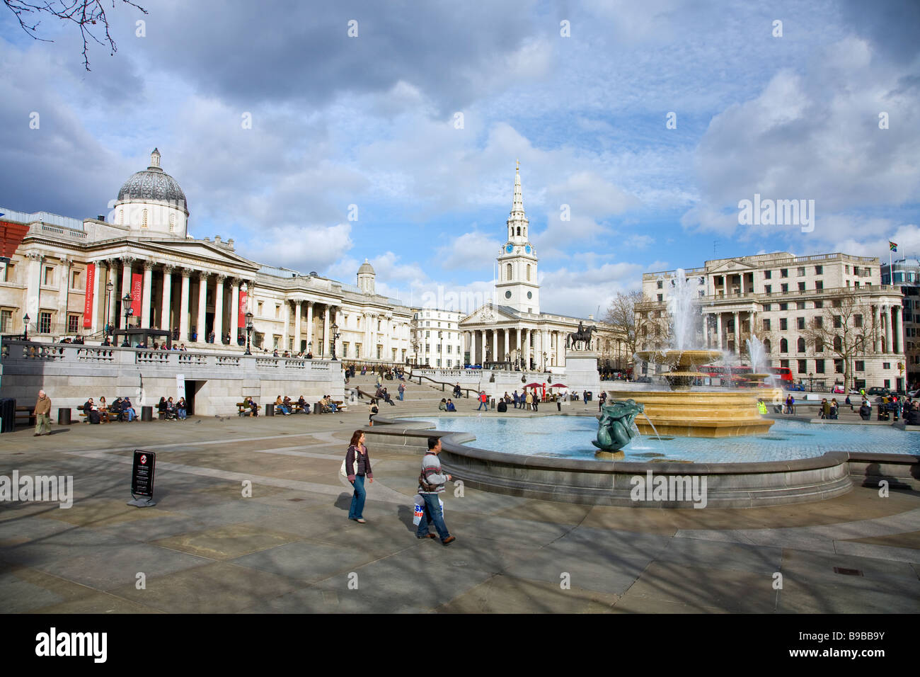 Trafalgar Square National Gallery and St Martin-in-the-Fields Church London England Great Britain United Kingdom UK GB Stock Photo