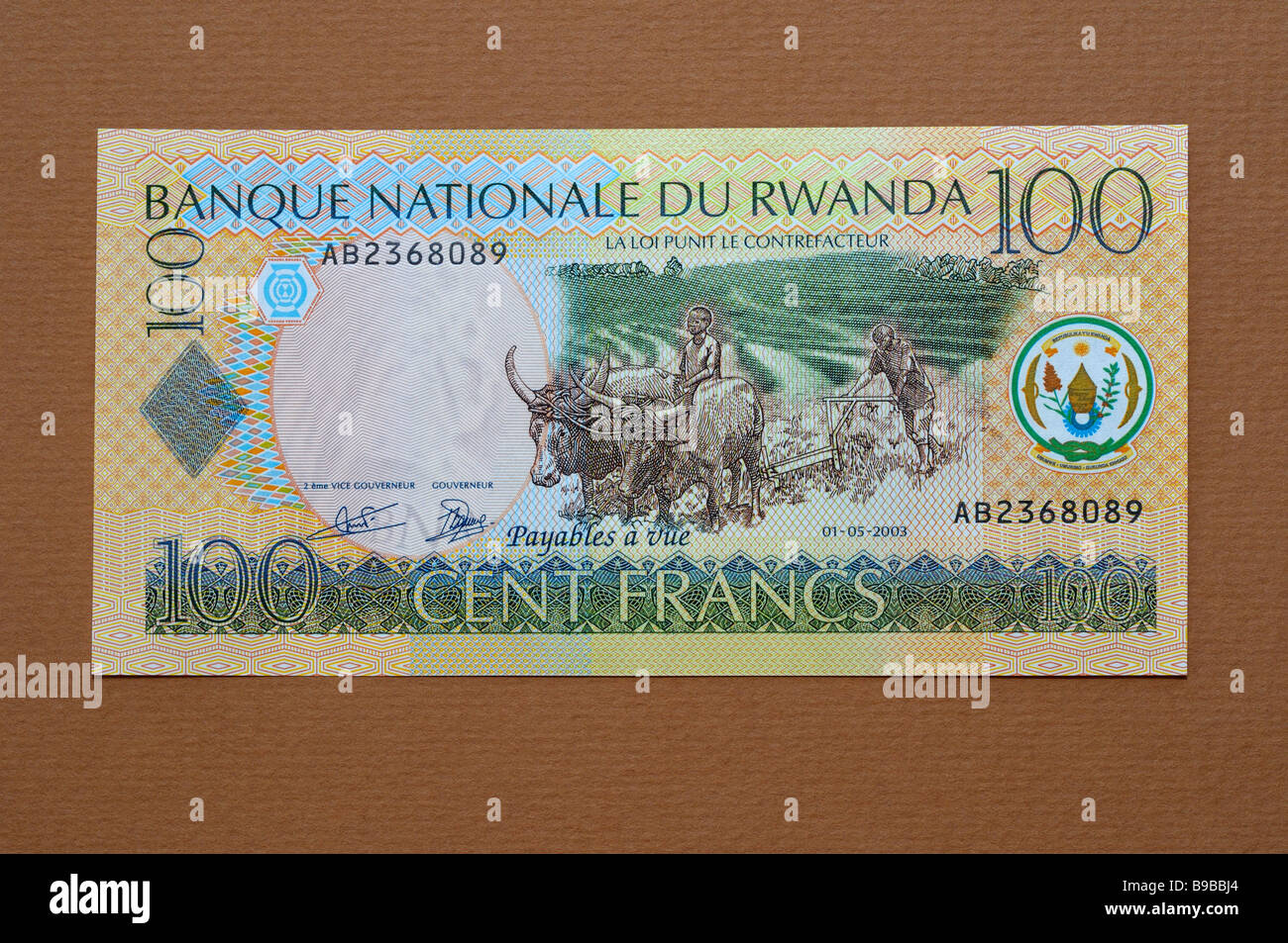 Rwanda 100 One Hundred Franc Bank Note Stock Photo Alamy