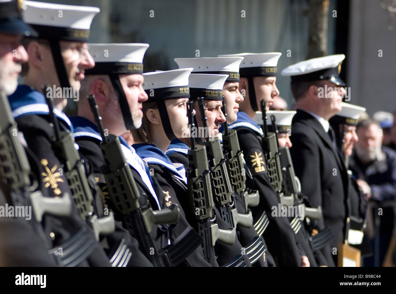 Naval officers on ceremonial parade Stock Photo