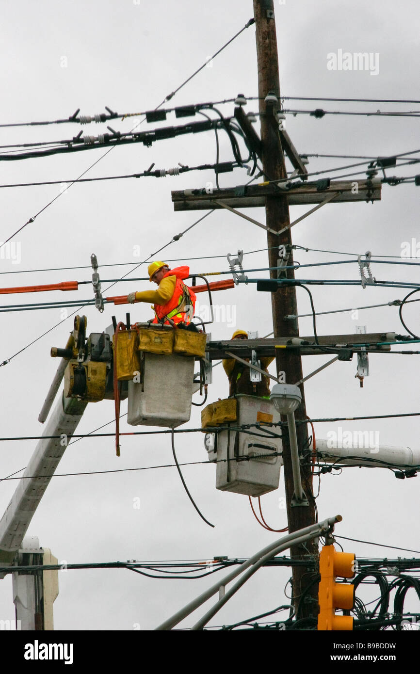 Repairing Telephone Lines Stock Photo Alamy