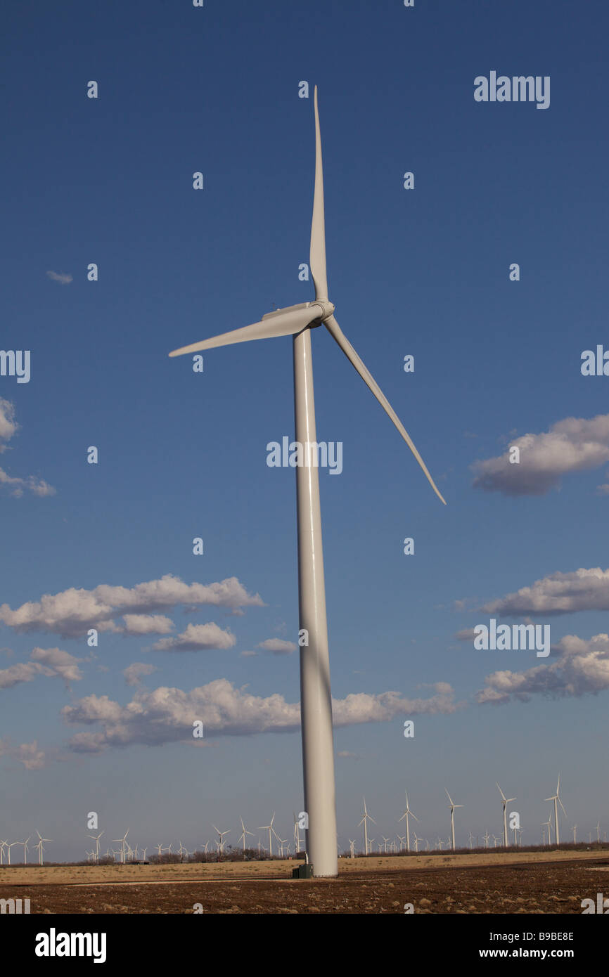 Wind turbines generating electricityat Horse Hollow Wind Farm Nolan Texas the world's largest wind power project Stock Photo