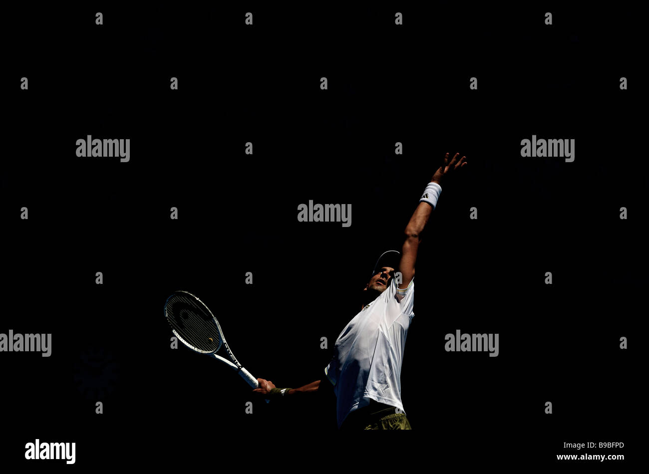 Adidas' tennis player Novak Djokovic of Serbia during the Australian Open Grand Slam 2009 in Melbourne Stock Photo