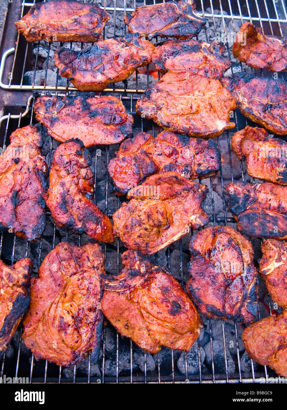 Grilled meat on the grill Stock Photo