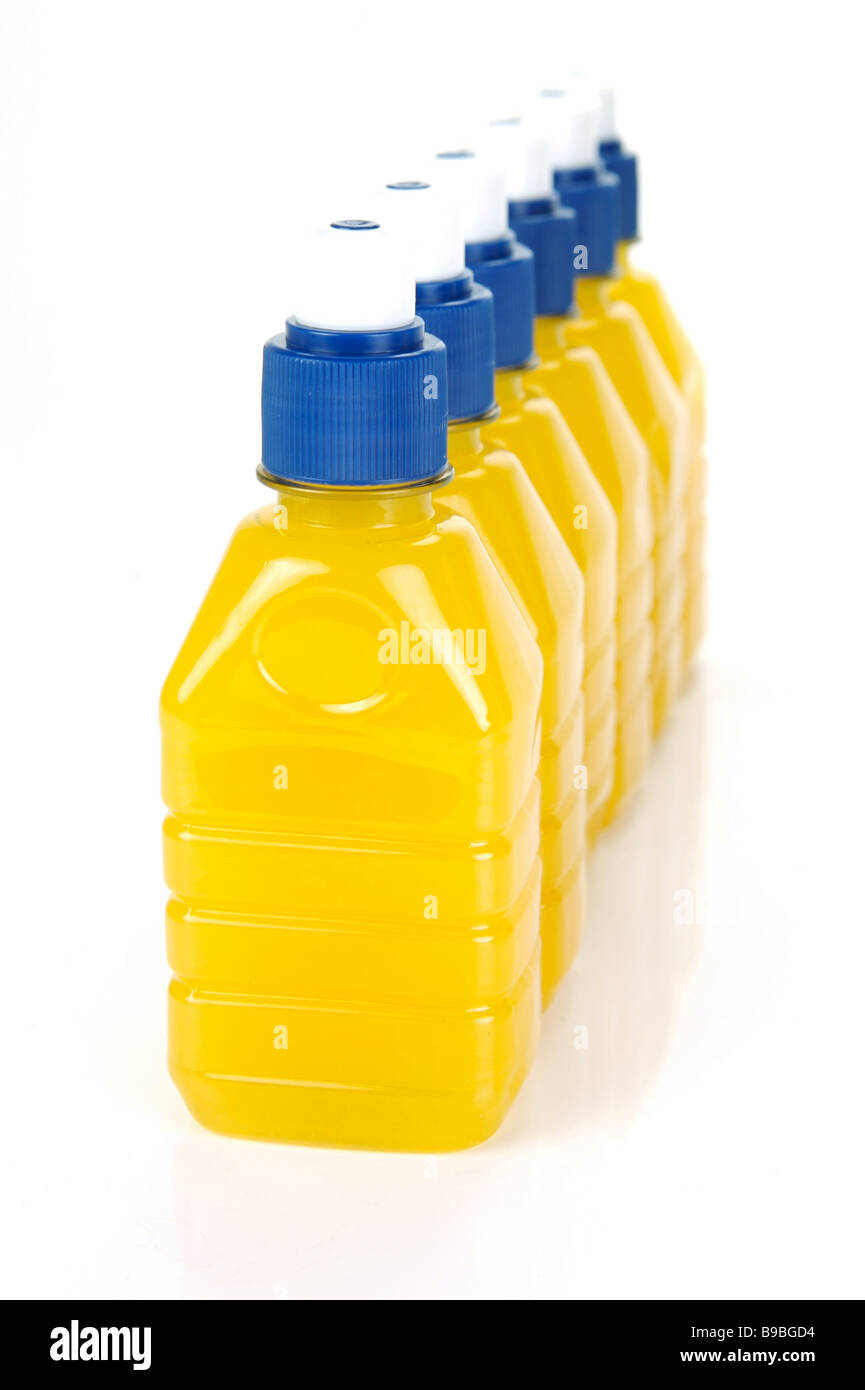 Pop top juice bottles isolated against a white background Stock Photo -  Alamy