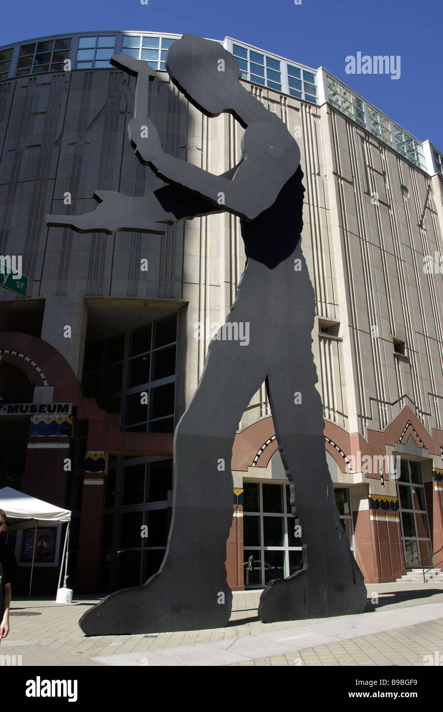 Seattle Center City Large silhouette sculpture of person with arm