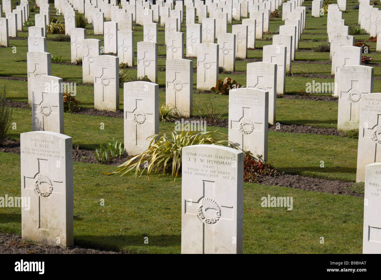 A view over British headstones in the Brookwood Military Cemetery, Woking. Stock Photo