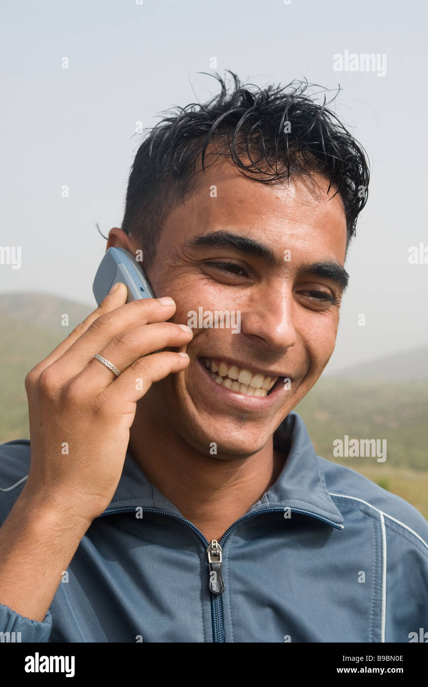 Young Man phoning Stock Photo