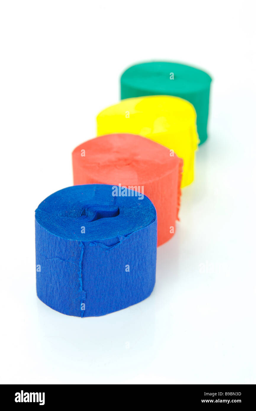 Colored streamers isolated against a white background Stock Photo - Alamy