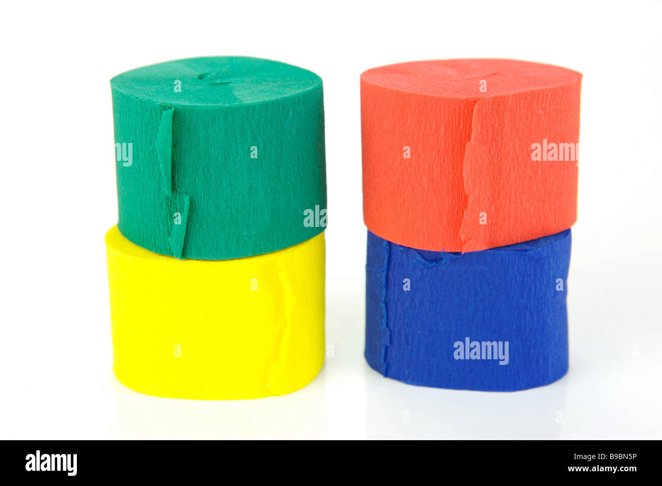 Colored streamers isolated against a white background Stock Photo - Alamy