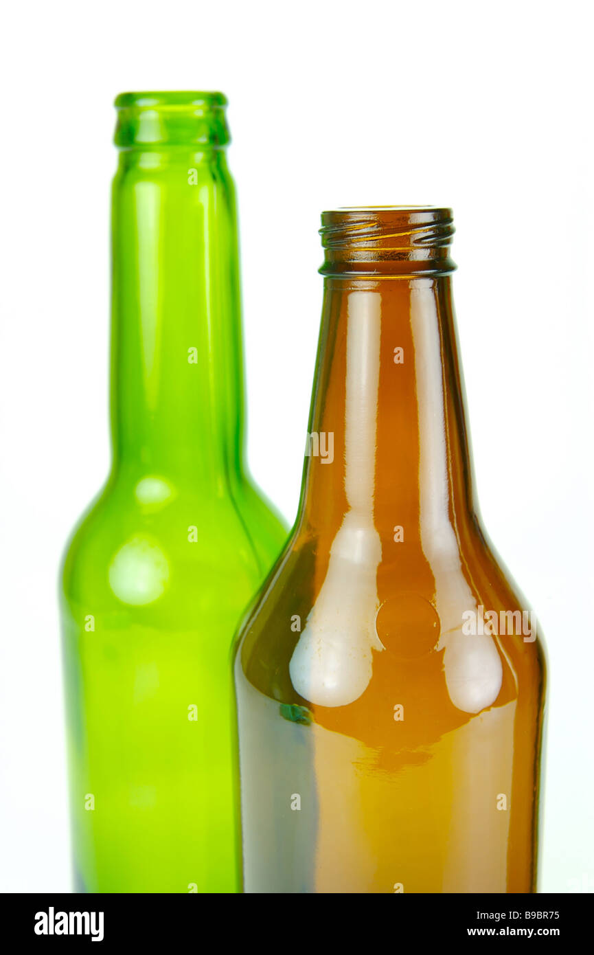 Empty beer bottles isolated against a white background Stock Photo Alamy