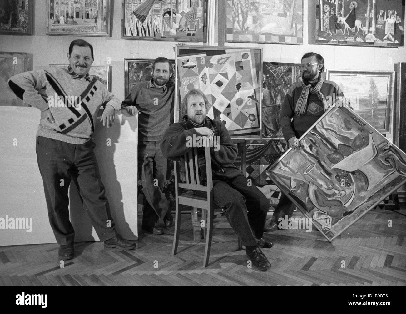 Monumentalist artists of the Forus group left to right Ivan Uralov 