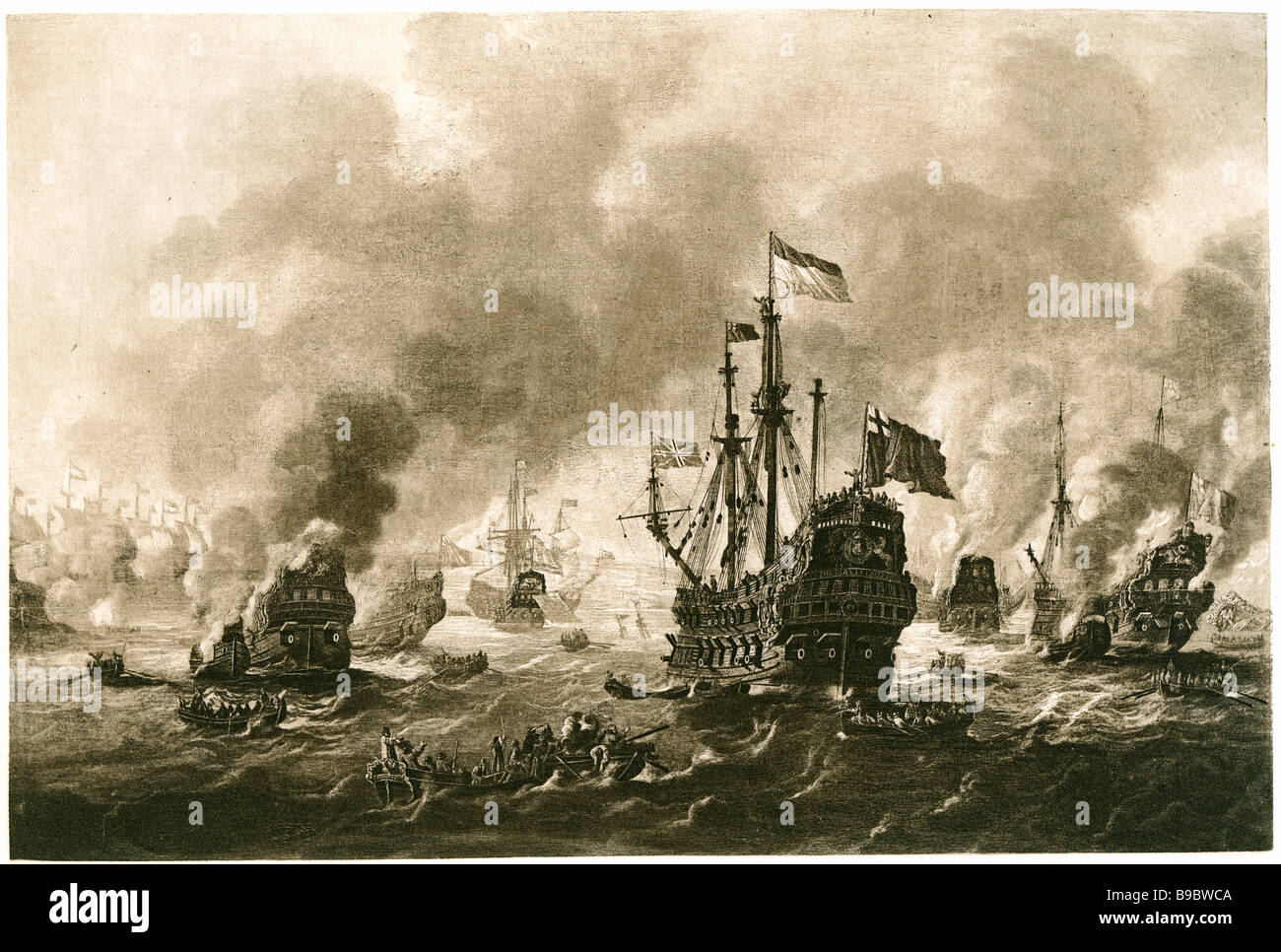 The Battle of Chatham Disaster 1667 Dutch English naval ship Anglo-Dutch War Stock Photo