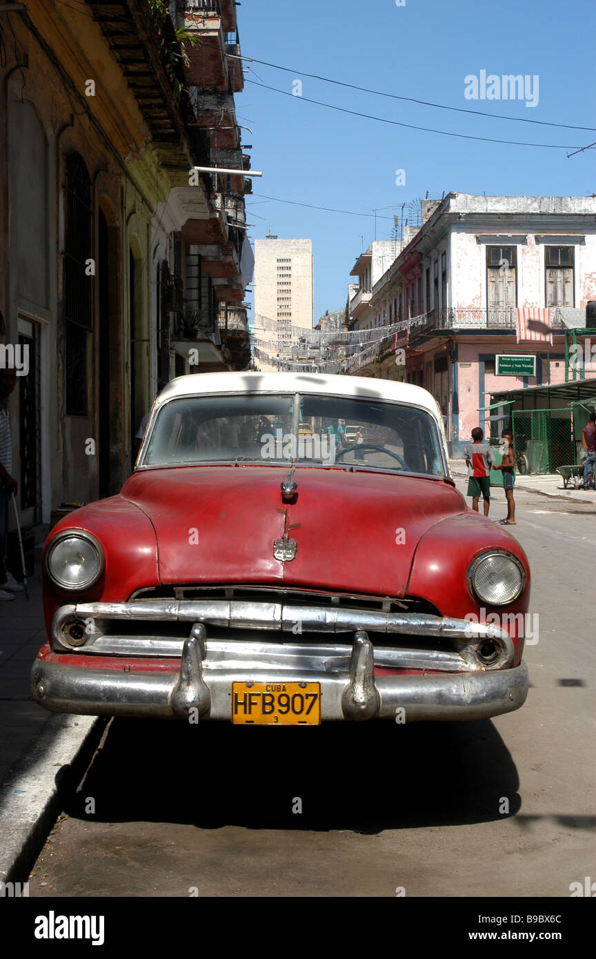 Old american car in street, Havana, Cuba Stock Photo