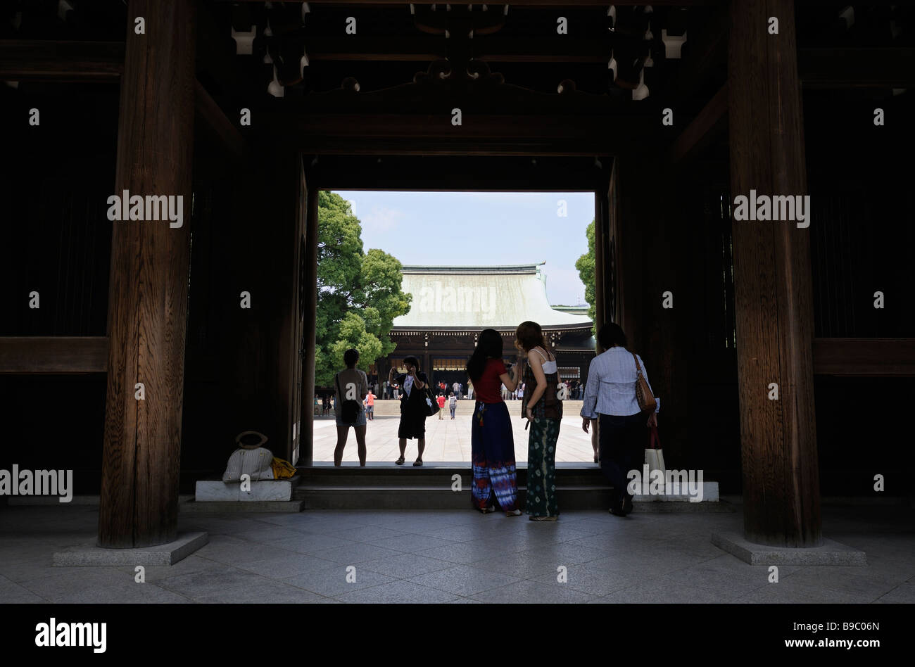 Access to Main yard of Meiji Shrine complex. Yoyogi Park. Shibuya. Tokyo. Japan. Stock Photo