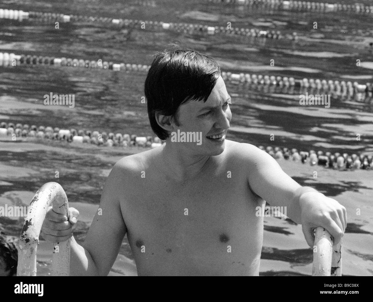 World chess champion Anatoly Karpov taking his shave Stock Photo