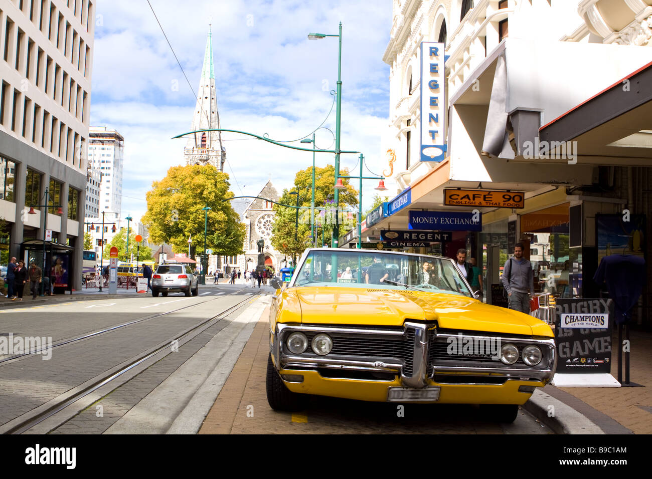 Pontiac Car in Cathedral Square Christchurch Stock Photo