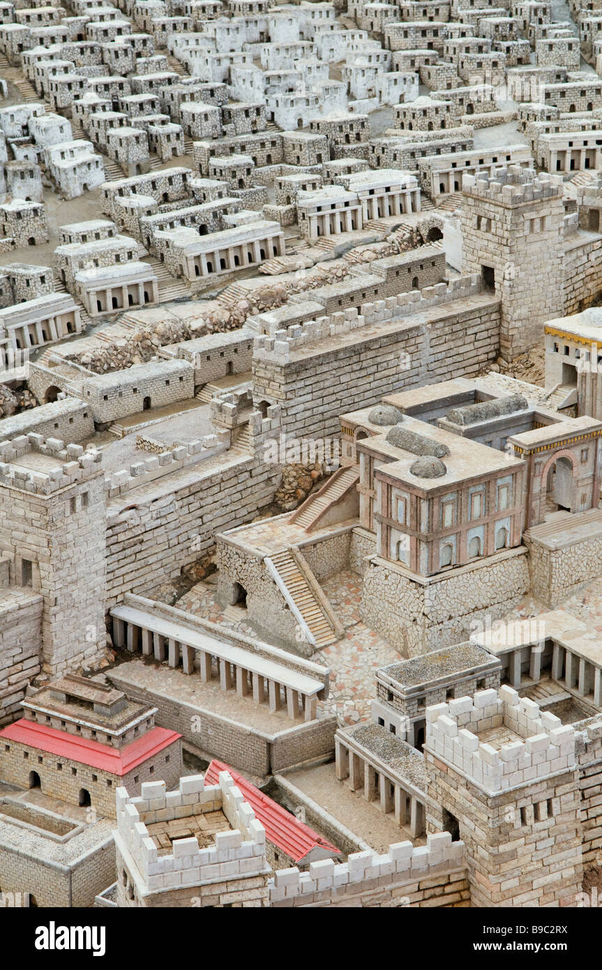 Scale model of Jerusalem as it was prior to its destruction by the Romans in 66 CE placed at the campus of Israel Museum in Jerusalem Stock Photo