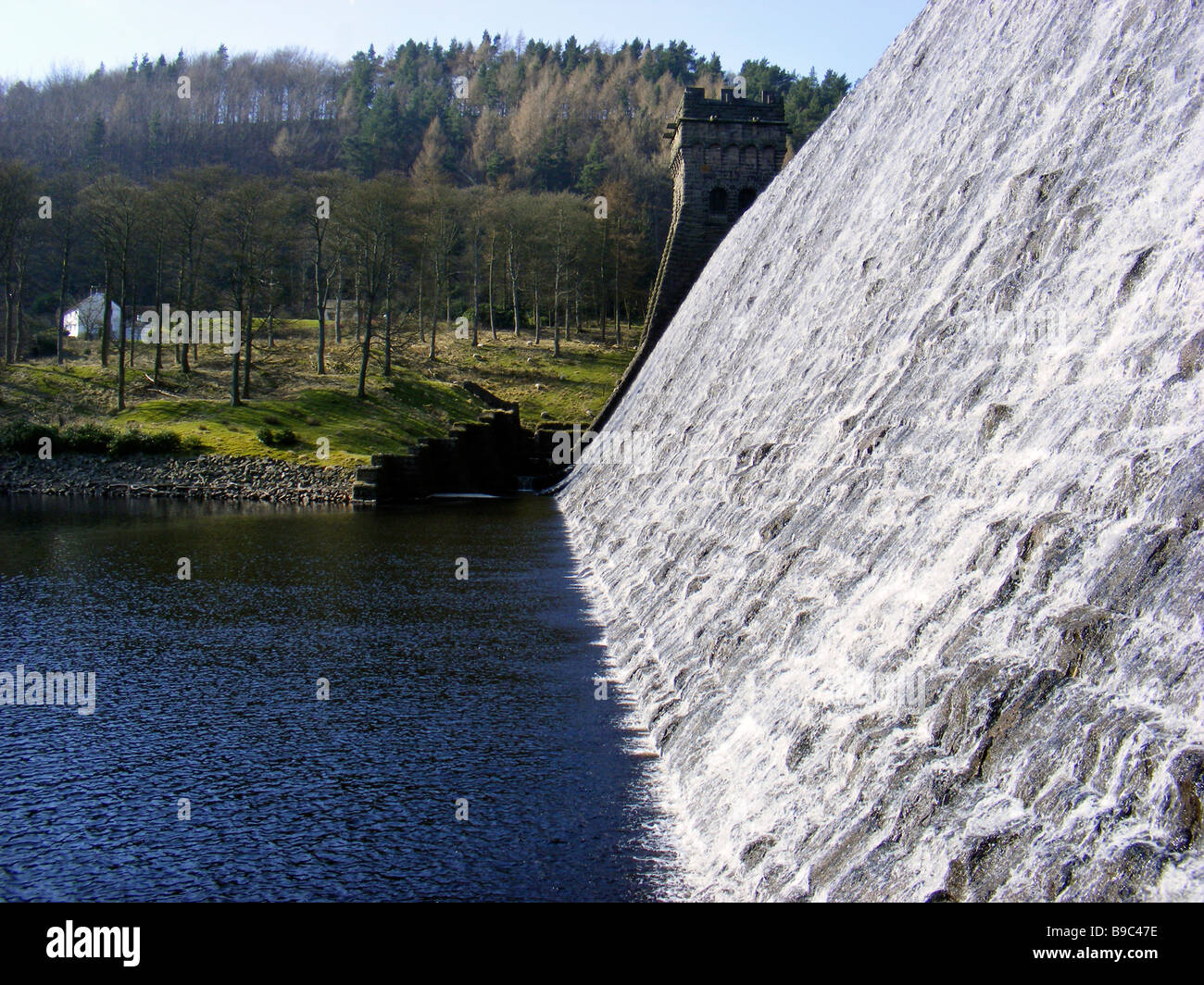 Howden dam on Derwent reservoir in the Derbyshire Peak District Stock Photo