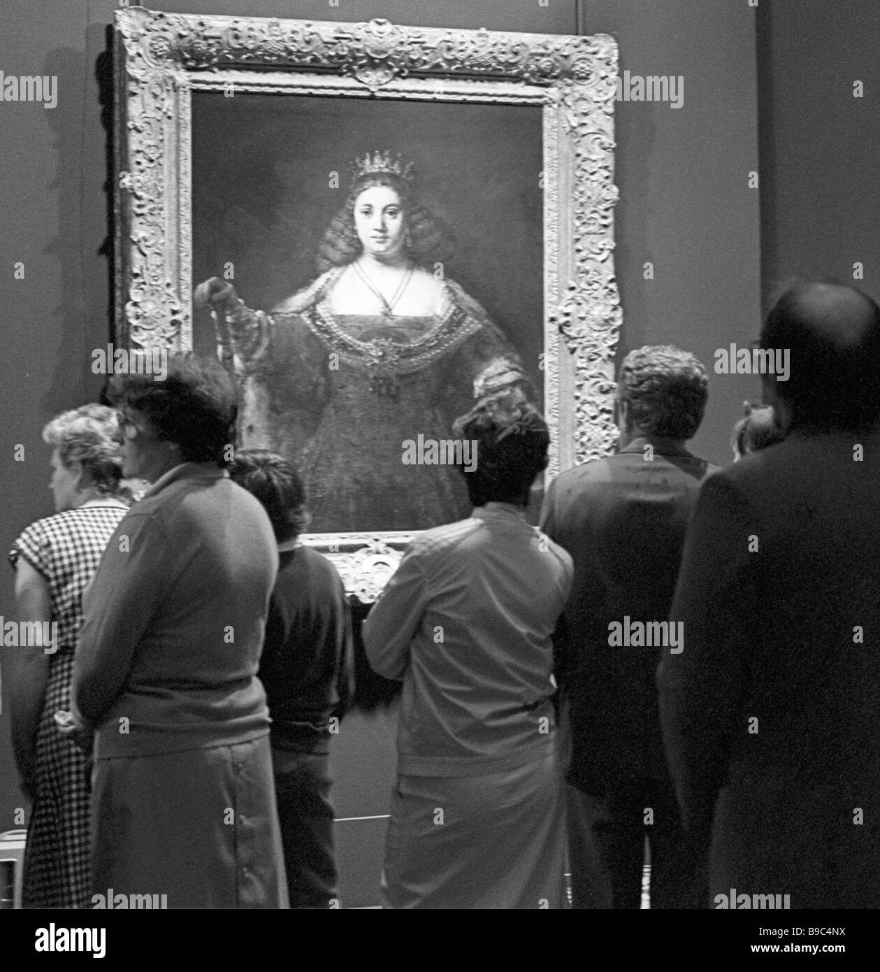 The exhibition visitors watching Rembrandt Juno The Armand Hammer