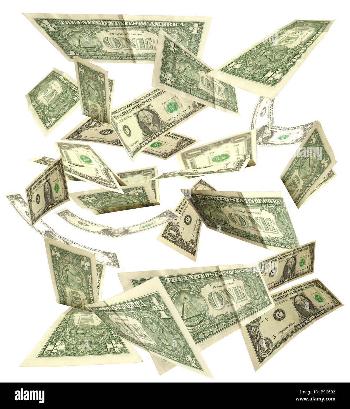 dollars fall isolated on white background 3 Stock Photo