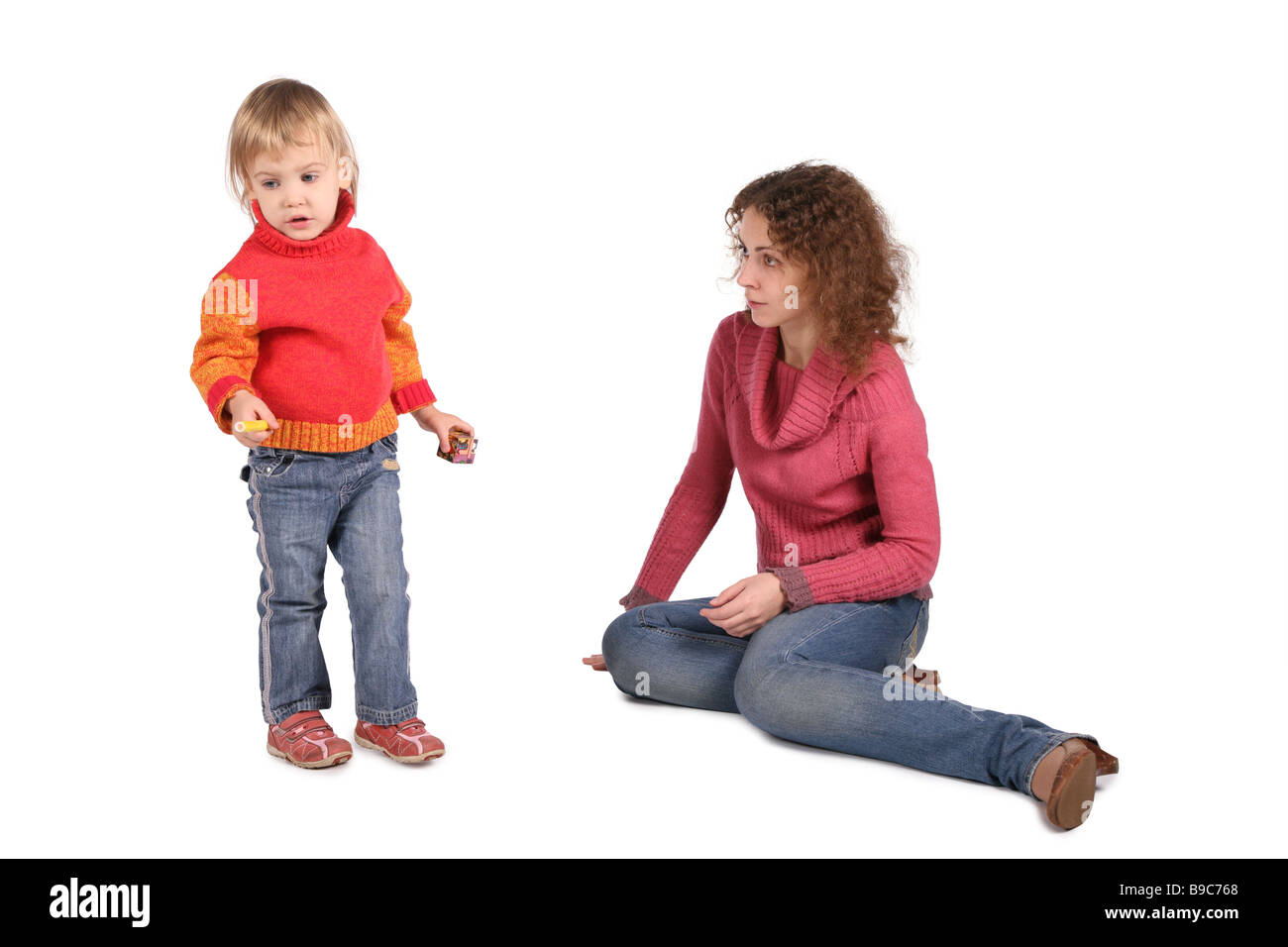 mother and daughter on white Stock Photo - Alamy