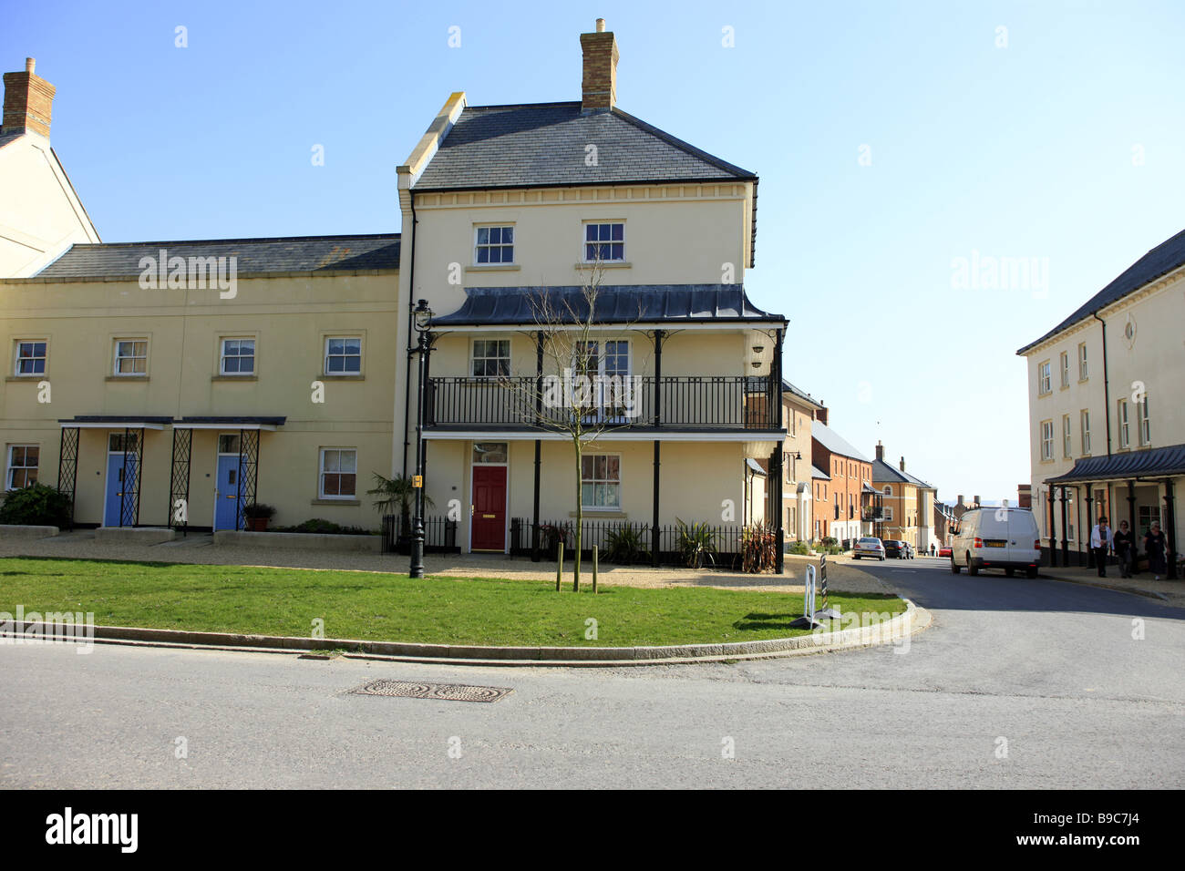New houses part of the Poundbury estate nr Dorchester Dorset designed