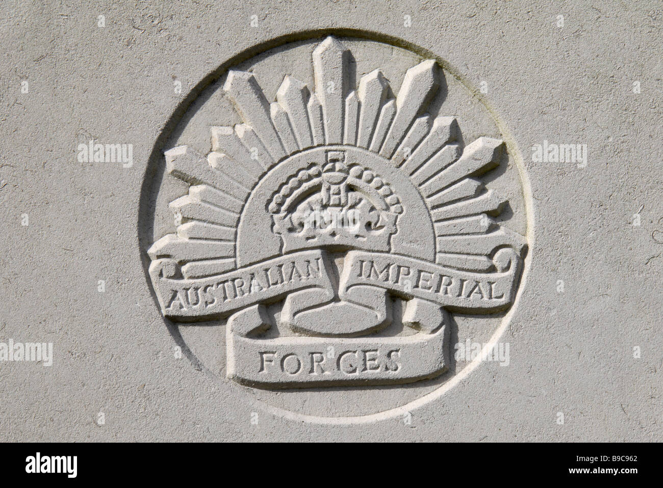 The Australian emblem which appears on all headstones in Commonwealth War cemeteries around the world. Stock Photo