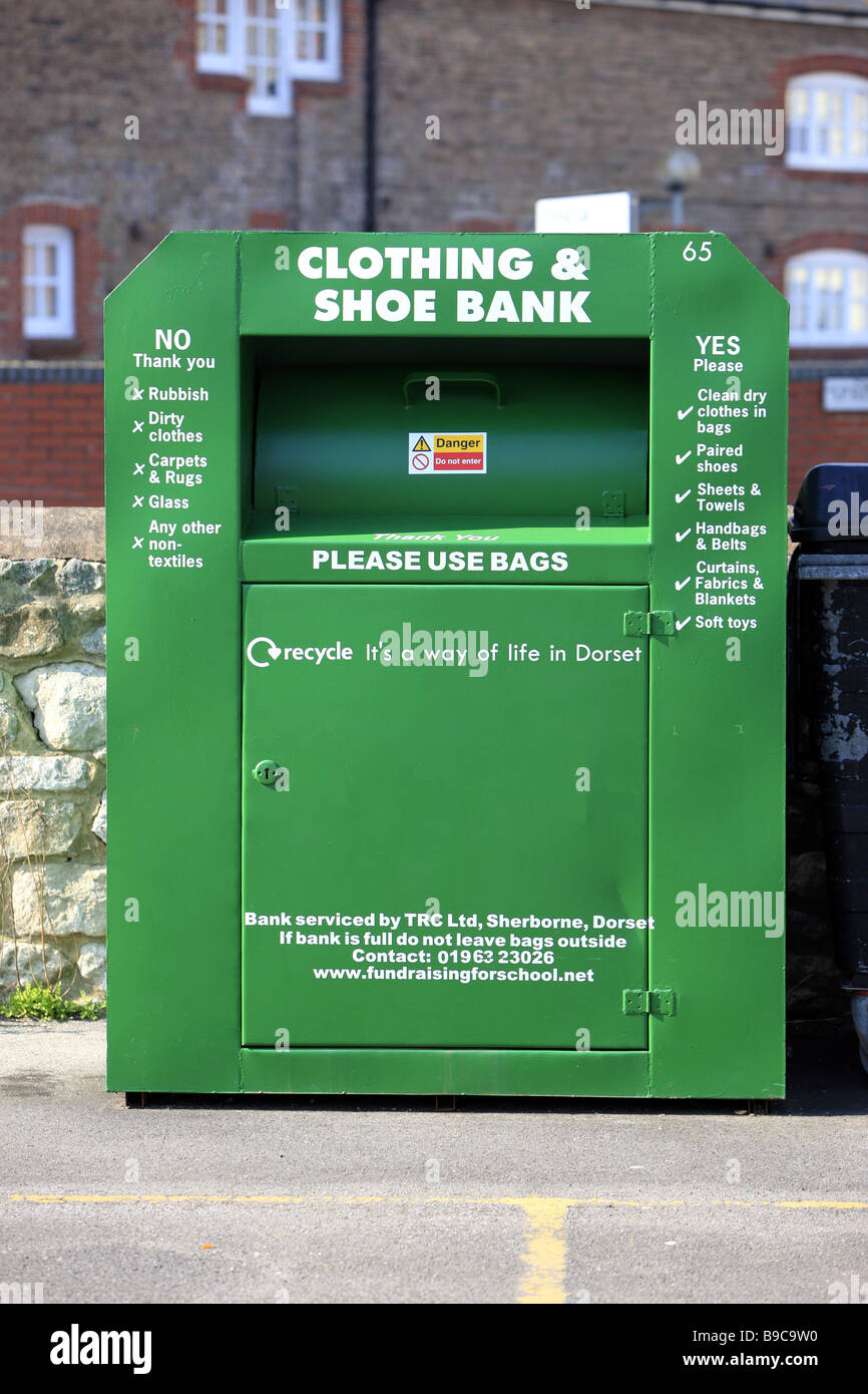 A recycling bin for clothing and shoes Stock Photo Alamy