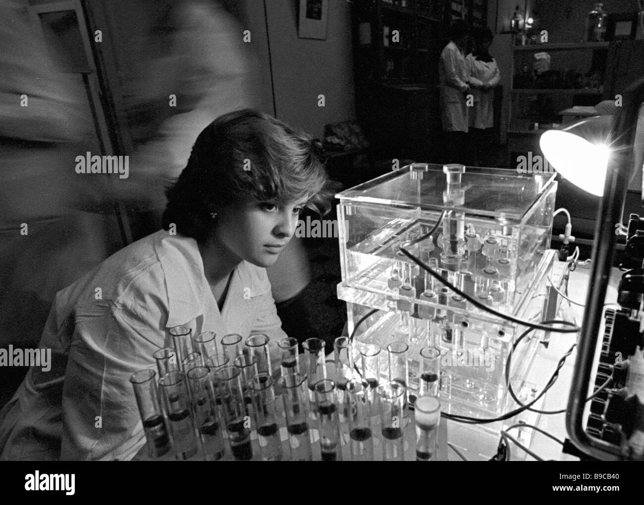 In a laboratory of the Hematology and Blood Transfusion Research