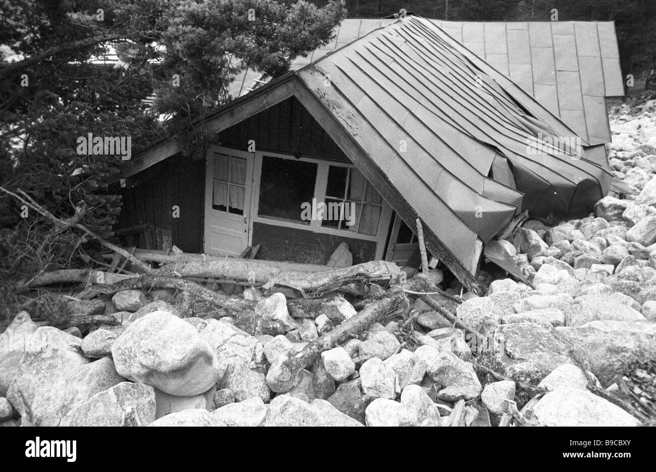 The house destroyed by mudslide Stock Photo Alamy
