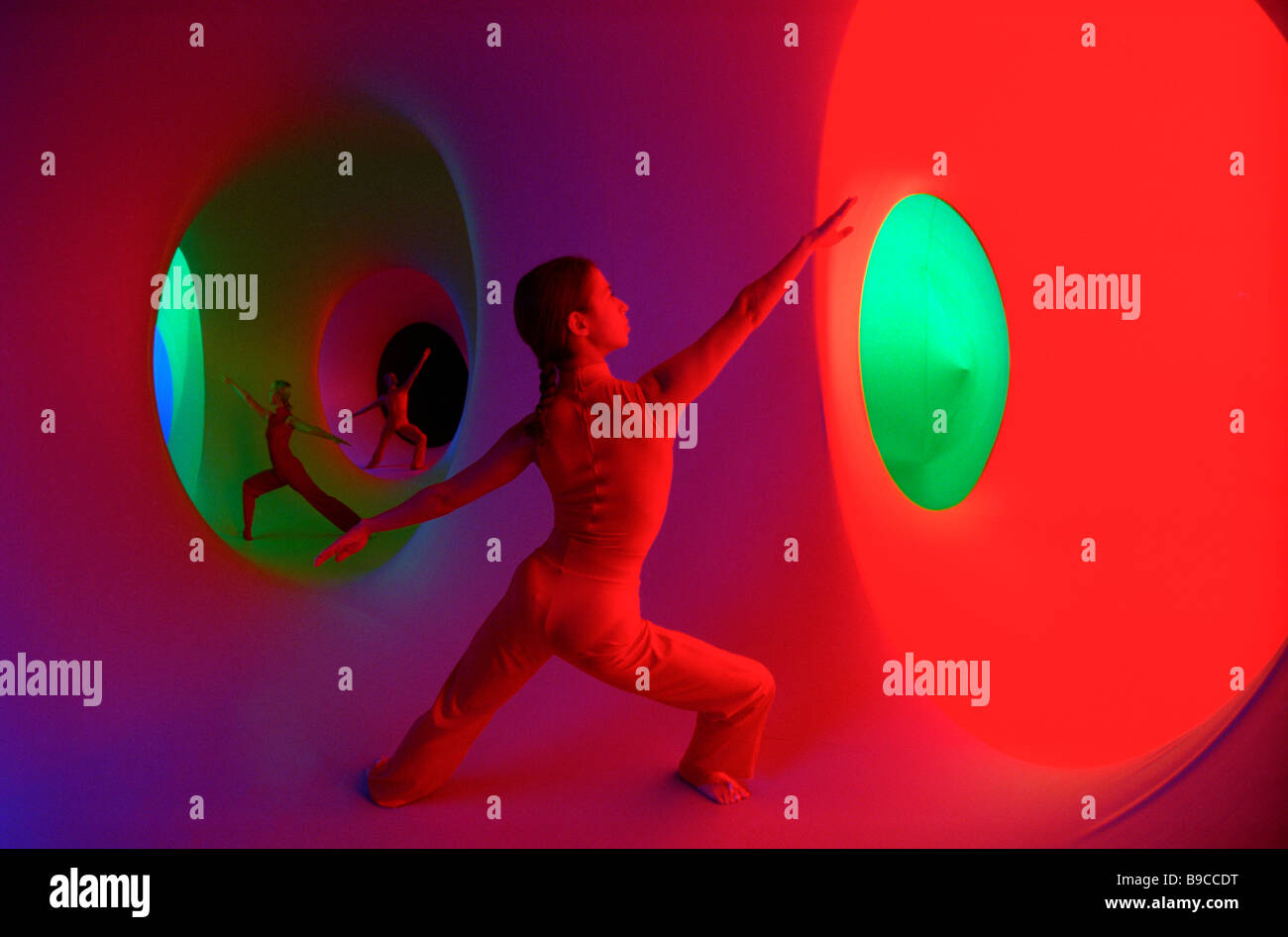 Dancers within the inflatable sculpture Colourscape a PVC maze of ...
