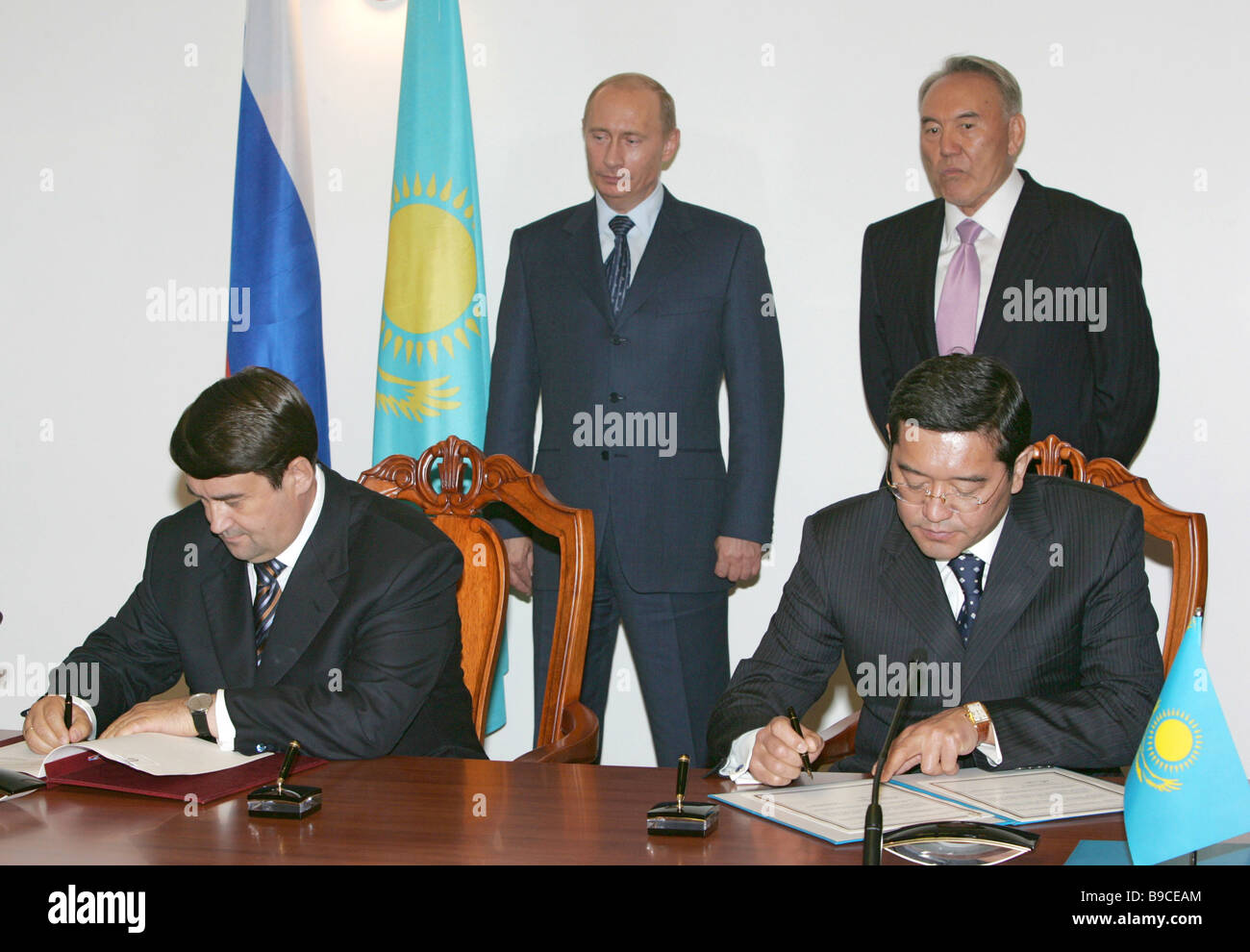 Russian President Vladimir Putin and President of Kazakhstan Nursultan ...