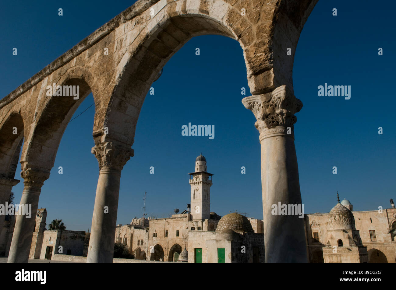 The south western arcade constructed in 1472 during the Mamluk period in the Temple Mount or Haram esh-Sharif in the Old City Jerusalem Israel Stock Photo