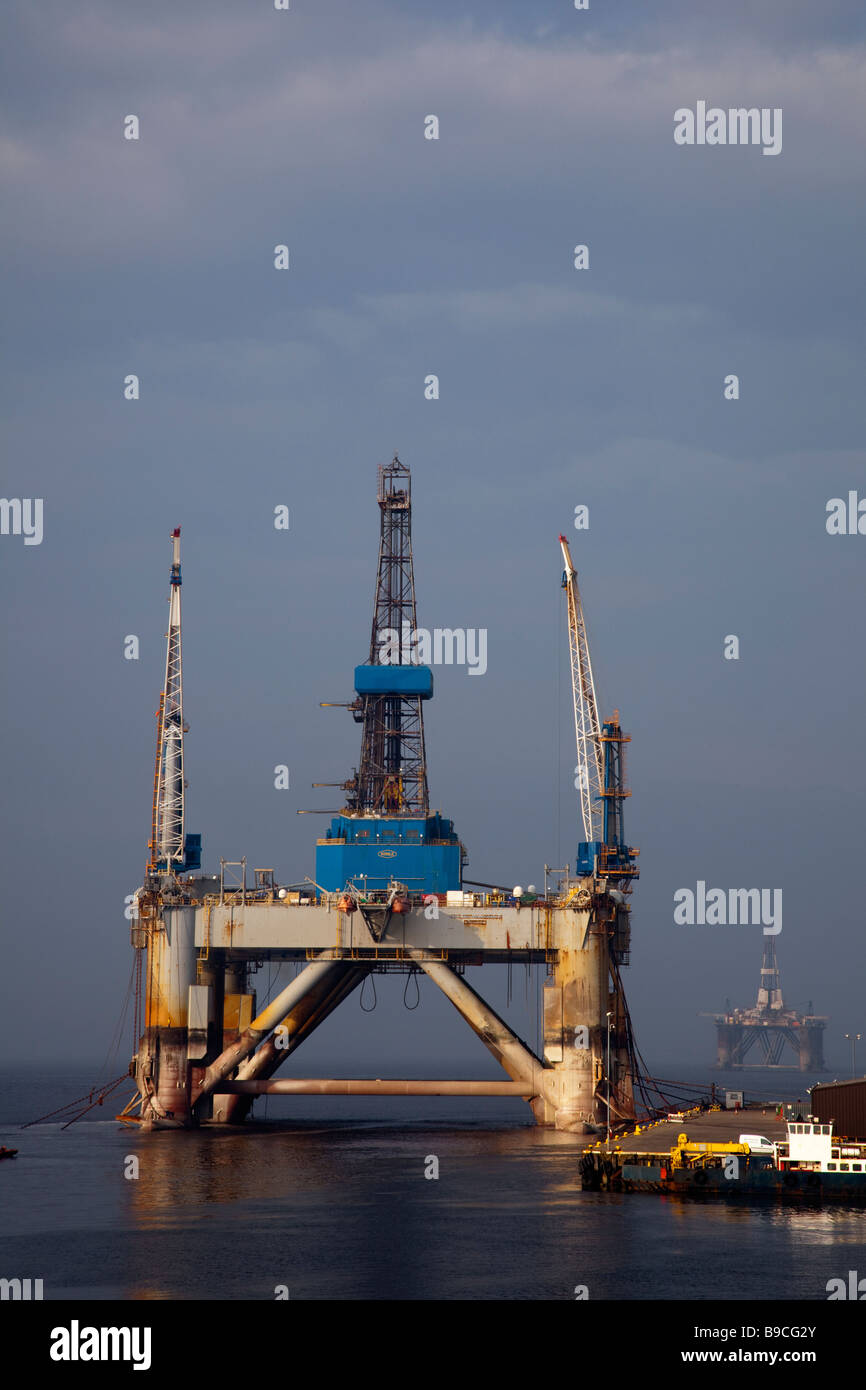 Drilling Rig in Invergordon, Cromarty Firth in northern Scotland, UK   Service and Repair Stock Photo