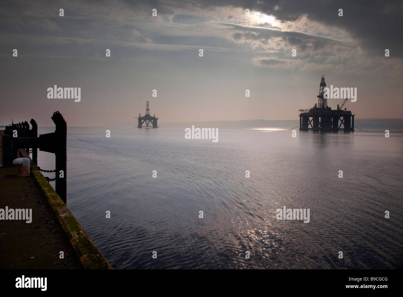 Inverness Rigs Seacape of two north-sea Scottish Oil Rigs moored at the Port of ...