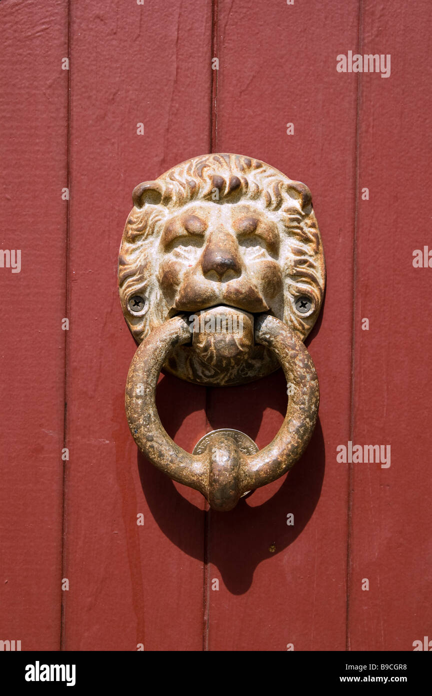 Door knocker on a door in the French Quarter section of New Orleans, Louisiana USA Stock Photo