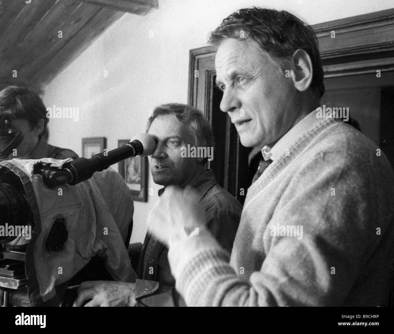 Film director Vladimir Naumov right on the film set of The Shore based ...