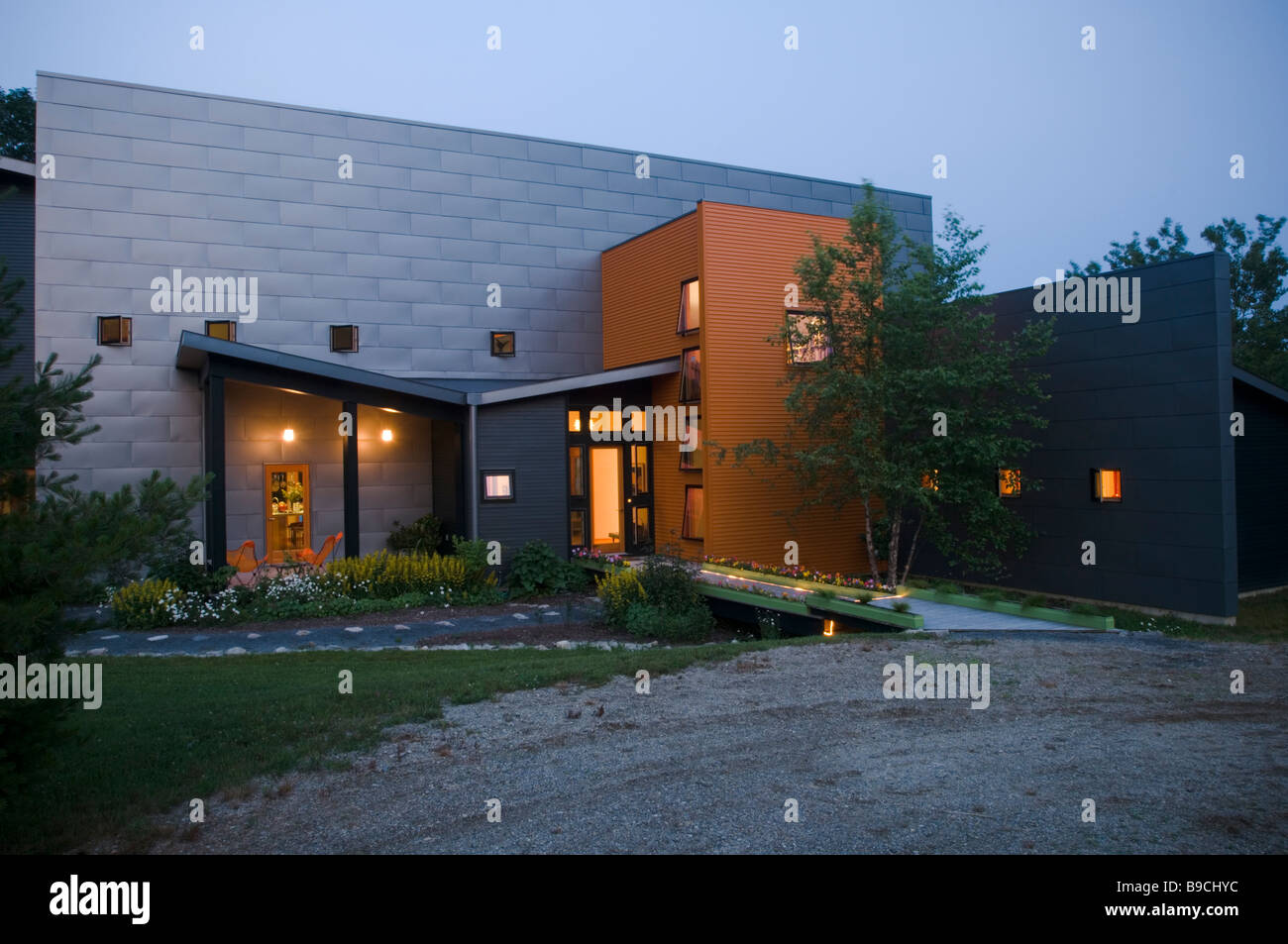 Front entrance to modern home Stock Photo