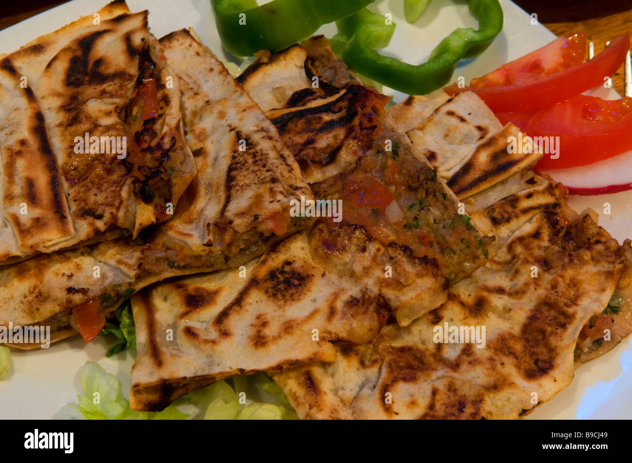 Traditional Lafa flatbread spread with olive oil and zaatar Stock Photo