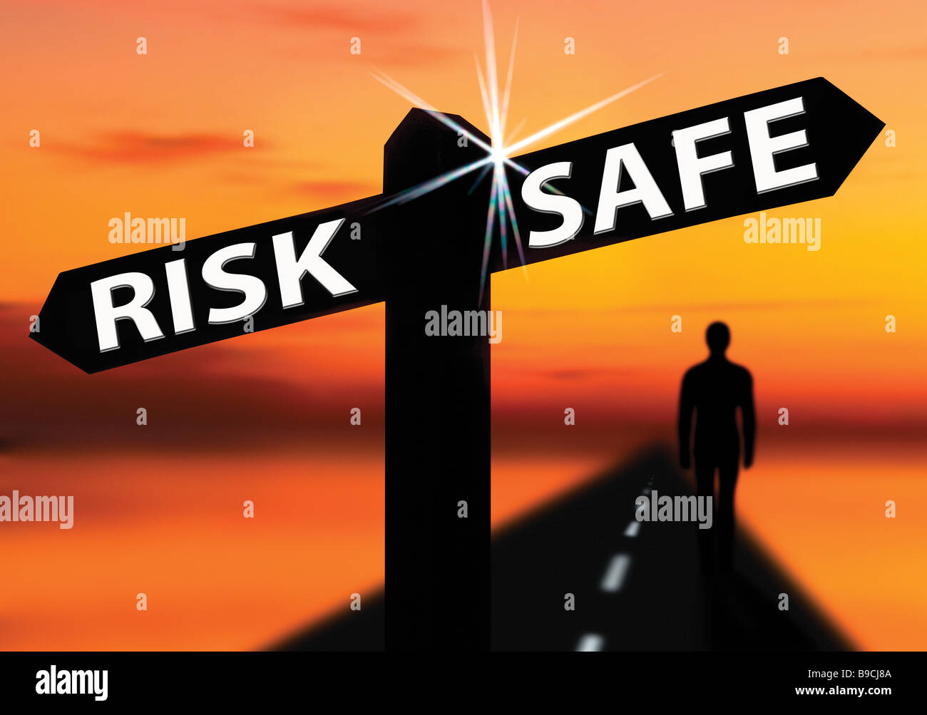 take a risk or play safe sign Stock Photo