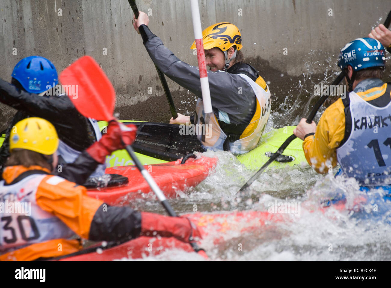 Kayakcrossing Whitewater Kayaking Nyköping Sweden Stock Photo