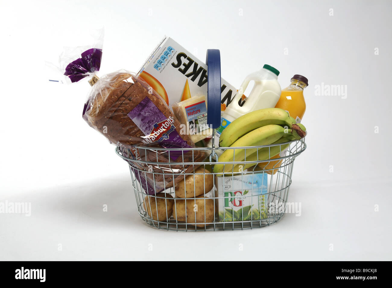 A shopping basket filled with groceries Stock Photo